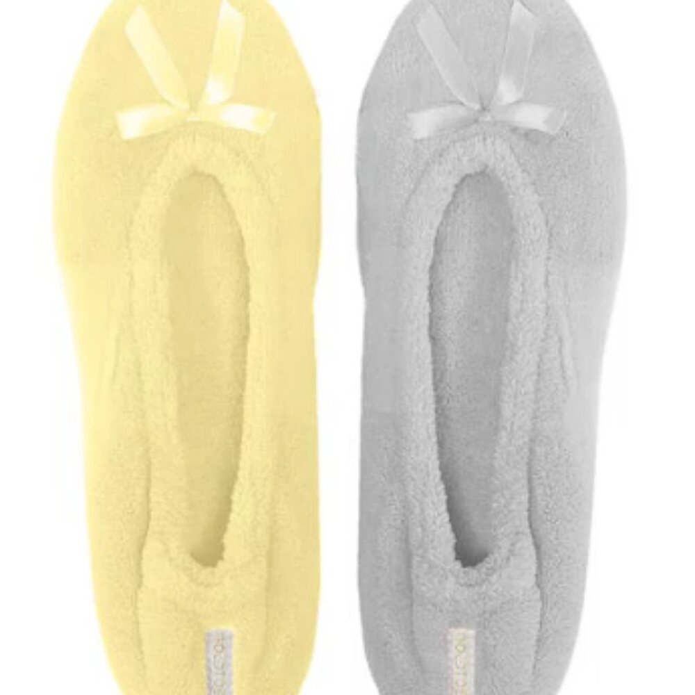 Womens Gold Toe 2pk. Ballerina Slippers SIZE LARGE (9) YELLOW GRAY